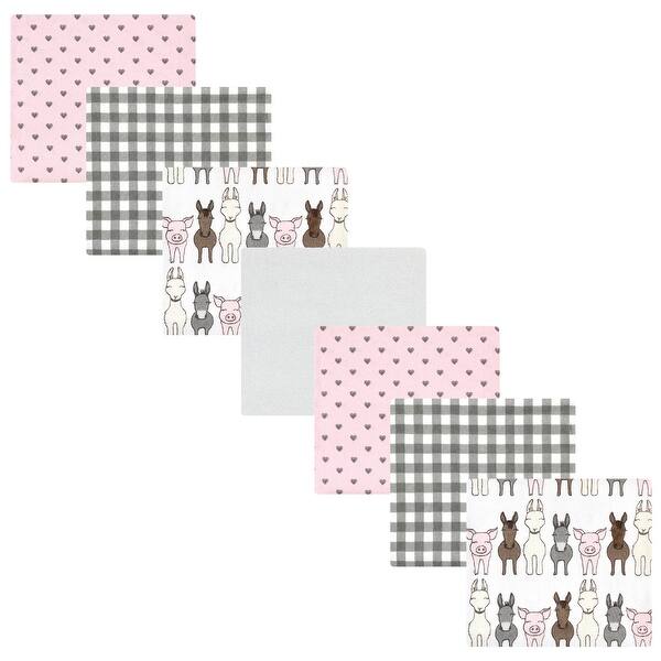 slide 1 of 1, Hudson Baby Infant Girl Cotton Flannel Receiving Blankets Bundle, Farm Friends Pink, One Size - Farm Friends Pink - One Size One Size - Farm Friends Pink