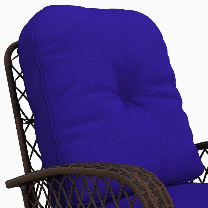 Outsunny Outdoor Wicker Rocking Chair with Wide Seat, Thick, Soft Cushion, Rattan Rocker w/ Steel Frame, High Weight Capacity