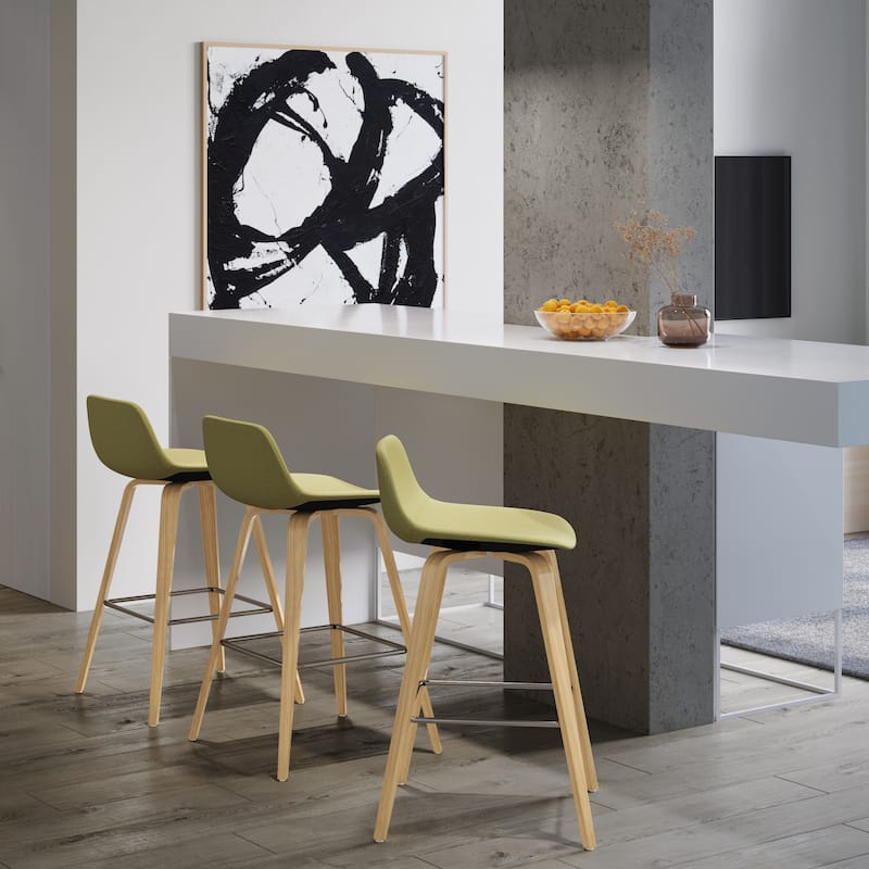 WYNDENHALL Cacey Mid Century Modern Bentwood Counter Height Stool (Set of 2) - 20.7'' x 21.1'' x 36.6 - Acid Green