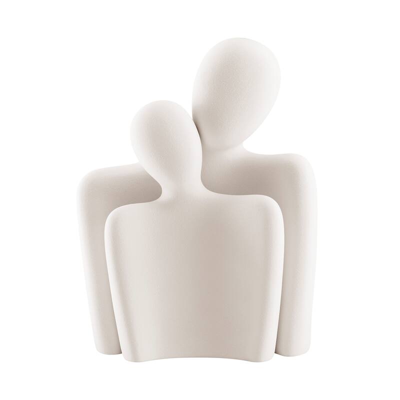 Abstract Nesting Couple Ceramic Sculpture Figurine - 10.25" - White - Set of 2