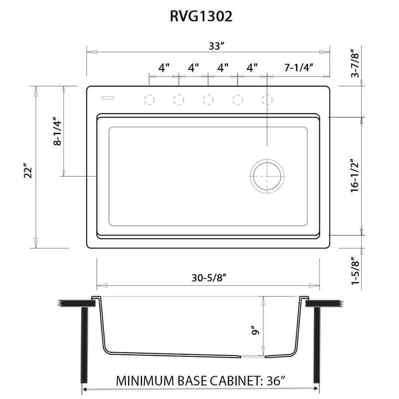 Ruvati 33-inch Granite Composite Workstation Urban Gray Drop-in Topmount Kitchen Sink - 33" X 22"