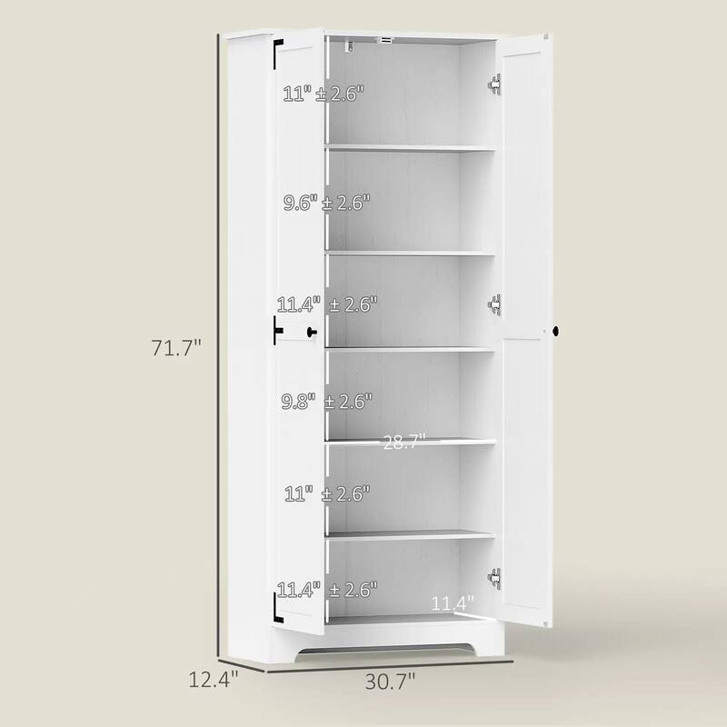 72" Farmhouse Pantry Cabinet, Freestanding Food Pantry Cabinet