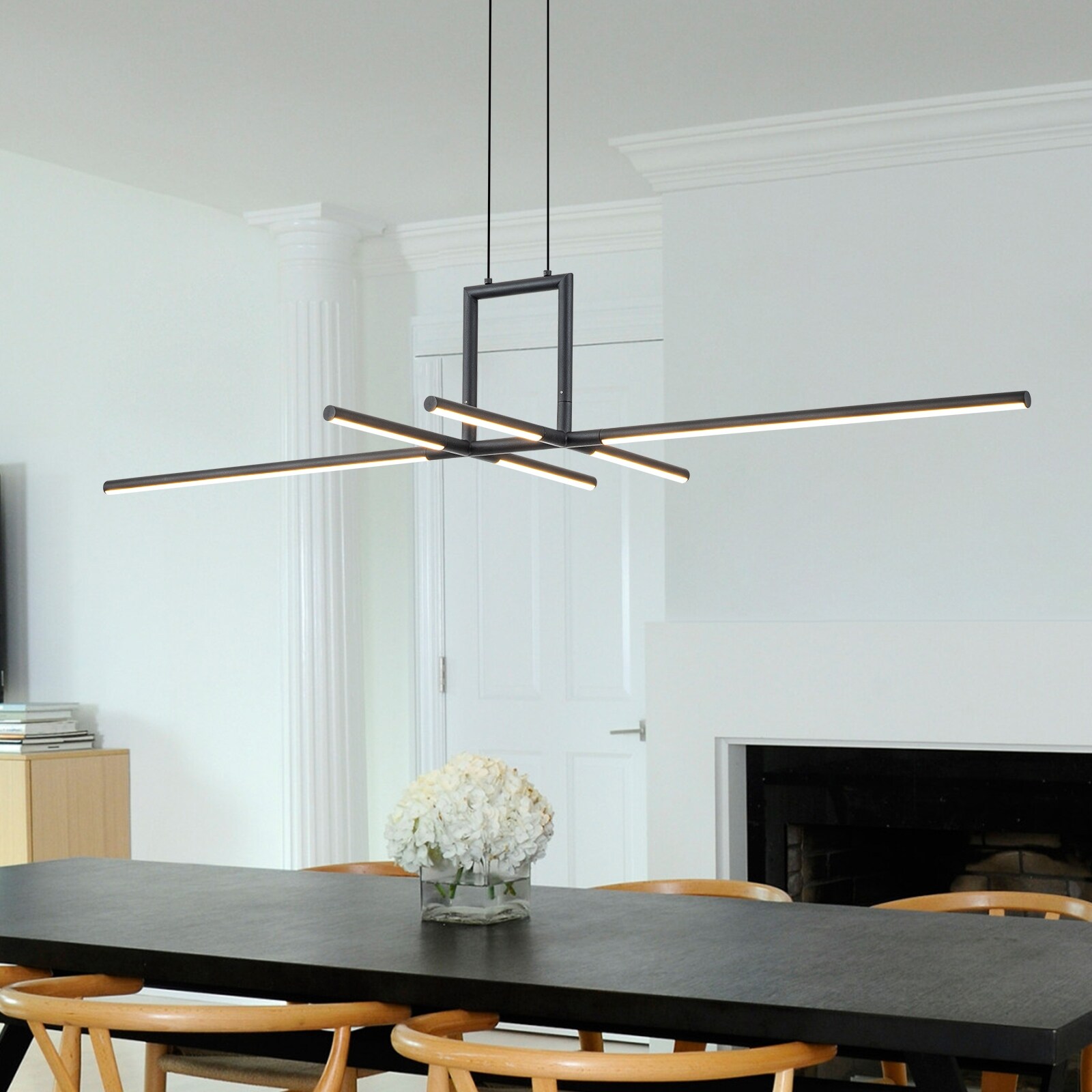 Modern Minimalist 5 Light Black Gold LED Chandelier 35 5 Linear 