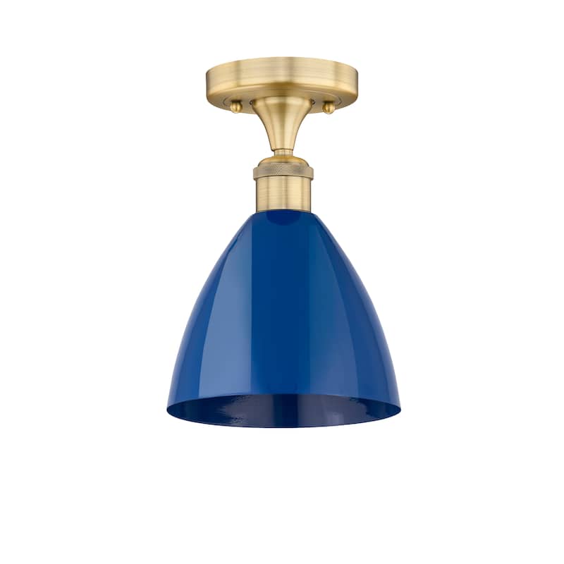 Innovations Lighting Edison Plymouth Dome - 1 Light 8" Semi-Flush Mount - Blue/Brushed Brass