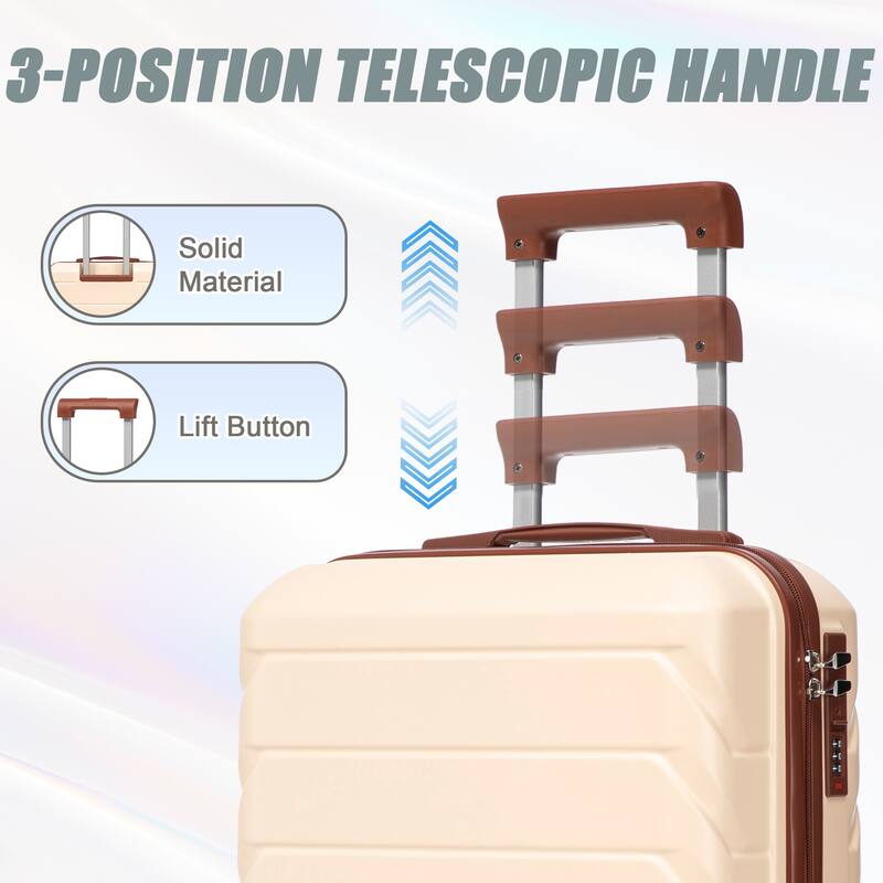 2 Piece Carry On Luggage Set, ABS Hardside Suitcase with Cosmetic Case