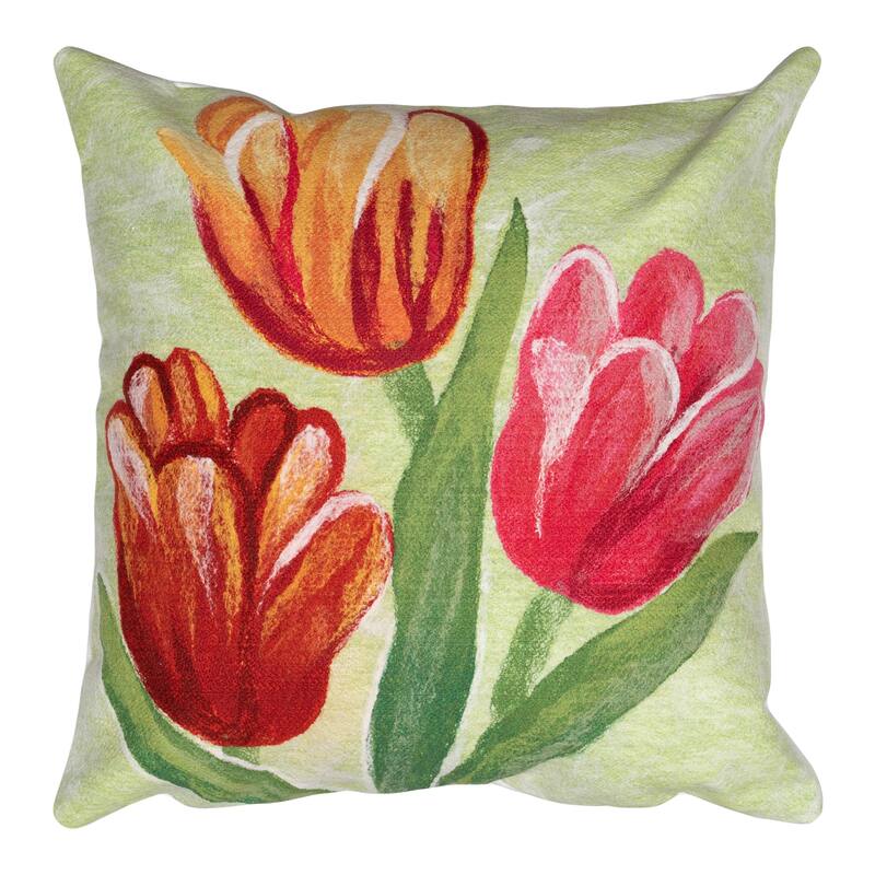 Liora Manne Visions IV Tulips Indoor/Outdoor Pillow Warm 20" x 20"