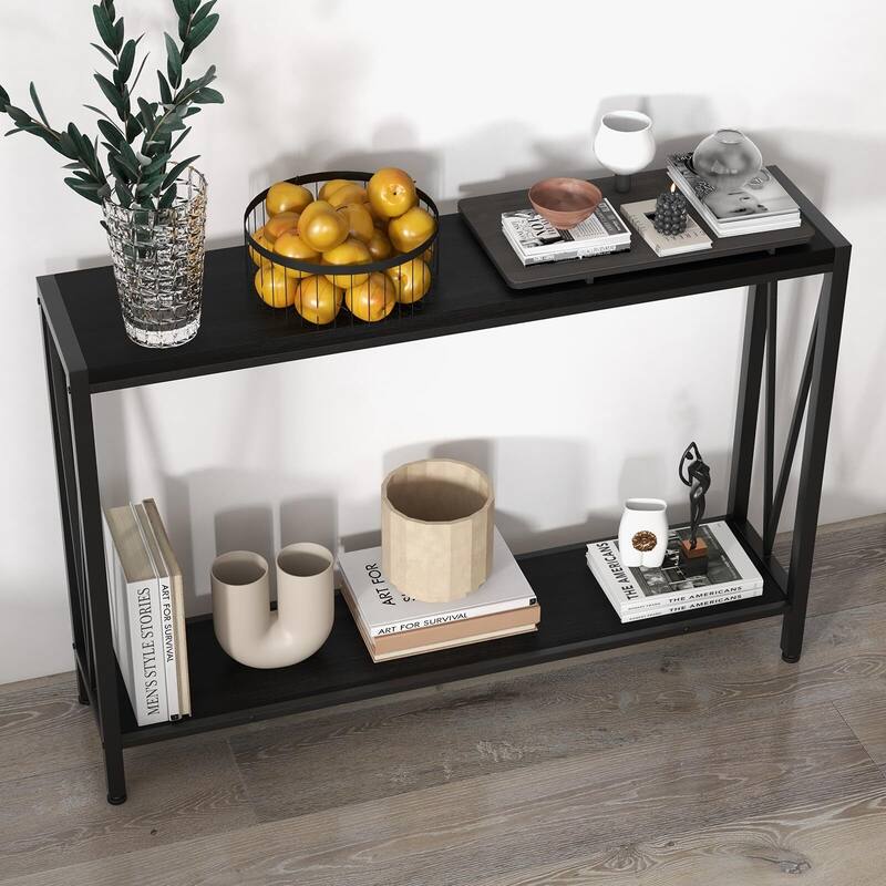 2-Tier Narrow Console Table, Stylish Sofa Side Table for Entryway