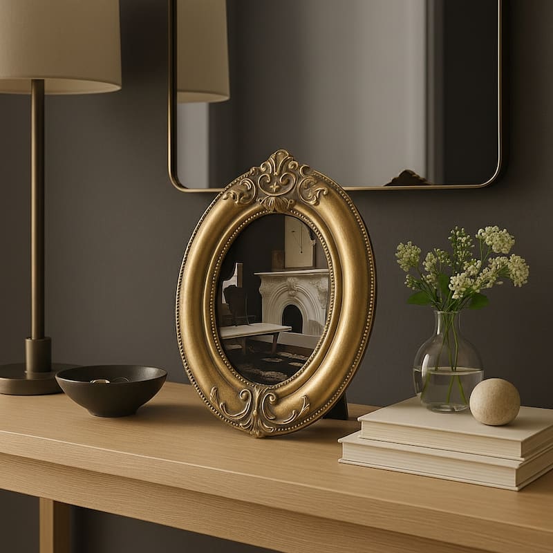 Resin Oval Applique Decorative Photo Frame - Gold, 4x6 in.