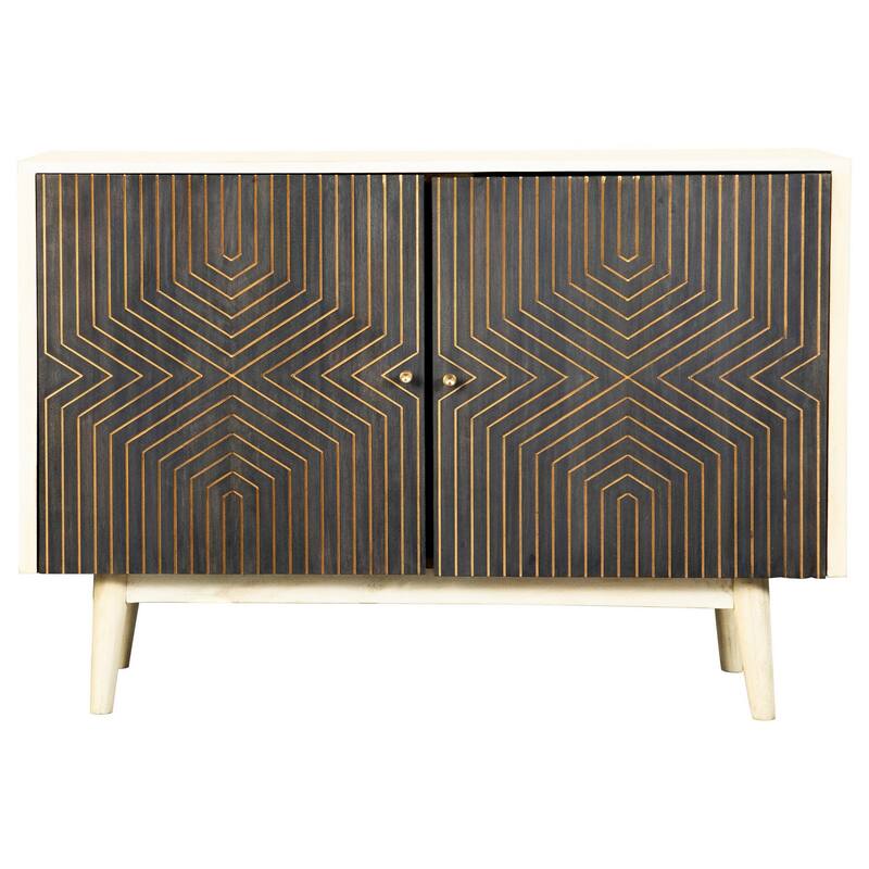 43 Inch 2 Door Accent Sideboard Console Cabinet, Metal Knobs, Dark Brown