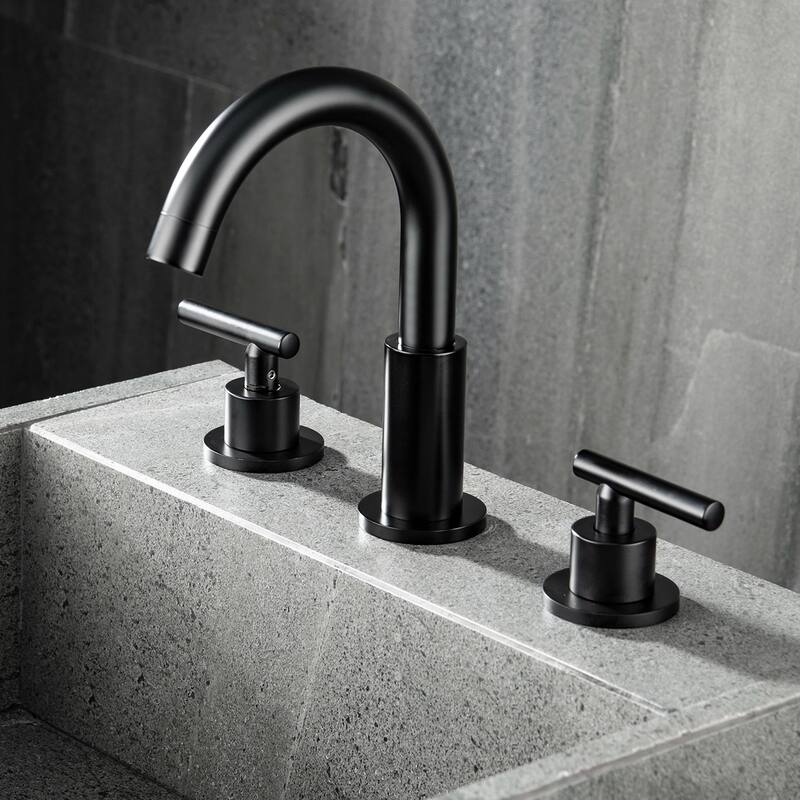 Matte Black 2-Handle Widespread WaterSense High-arc Bathroom Sink Faucet - Spout height: 5.6" x Spout reach: 5.4".