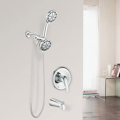 5 inch Wall-Mounted Round Completed Shower System with Handheld Shower and head shower and Tub Faucet