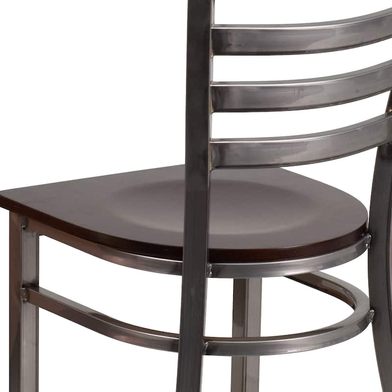 Clear Coated Ladder Back Metal Restaurant Chair - 16.5"W x 17"D x 32.25"H