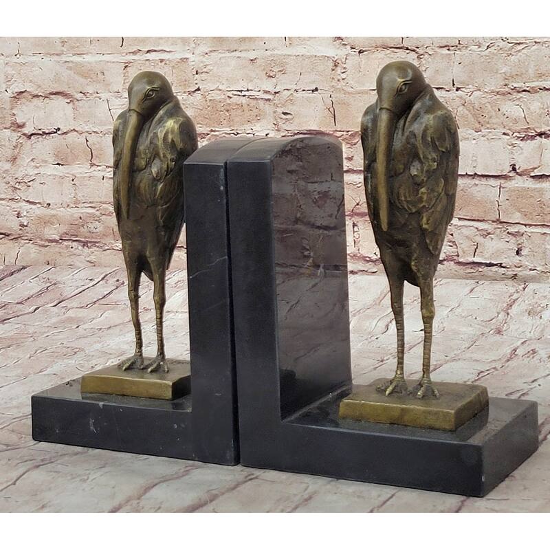 Salvador Dali Pair Pelican Bookends Book Ends Bronze Bird Lover Sculpture Statue