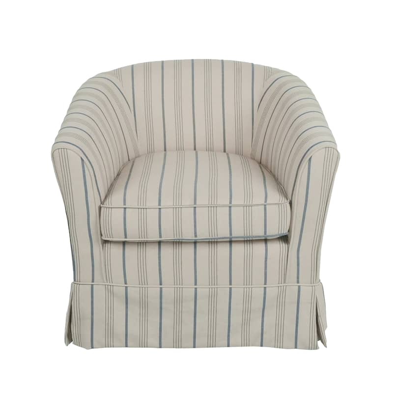 Roomfitters Houndstooth Swivel Barrel Accent Chair with Skirted Base, Upholstered Armchair for Living Room or Office