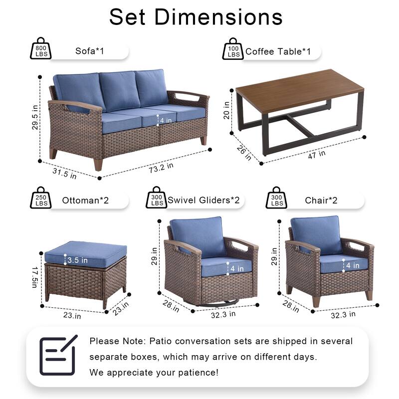 Pocassy Patio Sofa PE Wicker Set