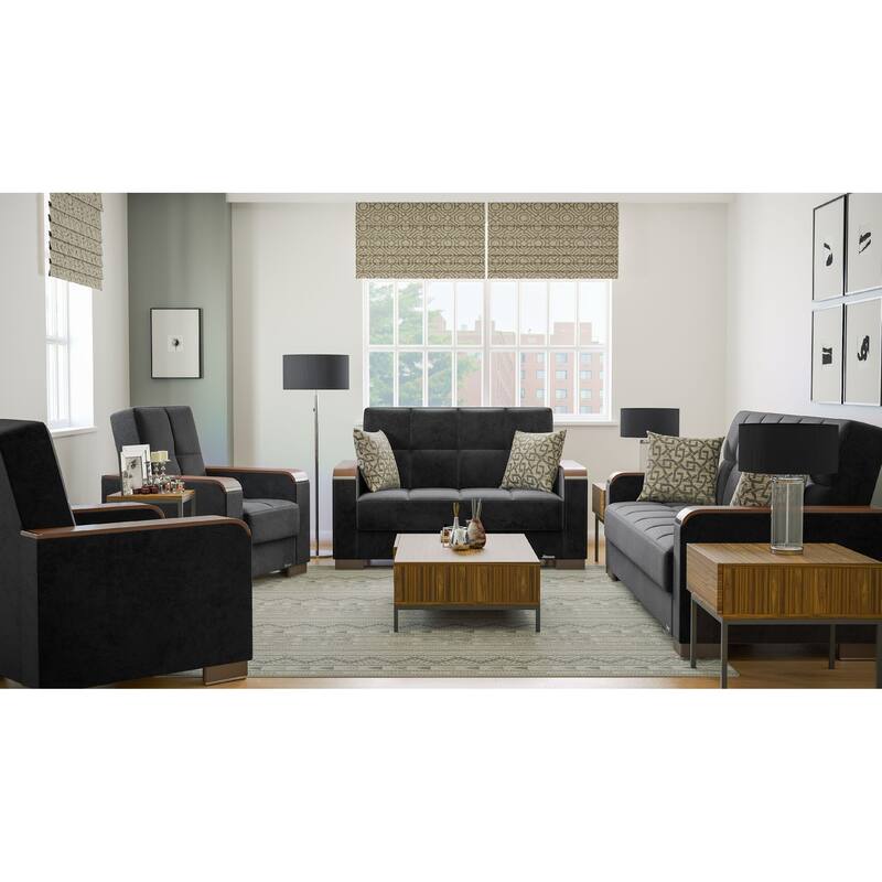 Collection Upholstered Convertible Loveseat With Storage