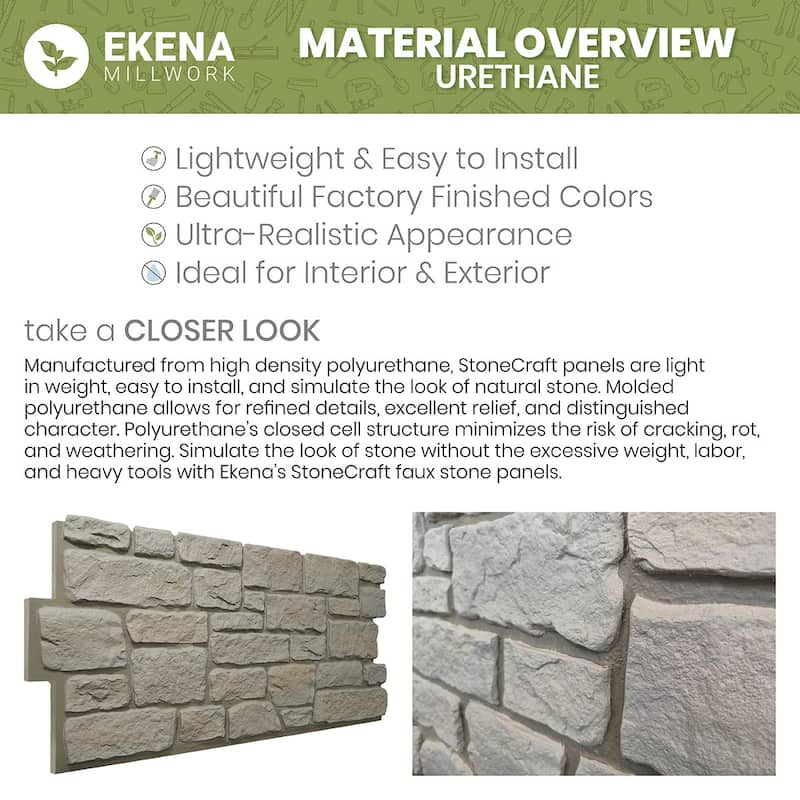 EverStone Cobblestone Faux Stone Panel, 48"W x 23 3/4"H x 1 1/8"D