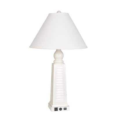 30" Shutter USB Polyresin Table Lamp, Cream (Set of 2)