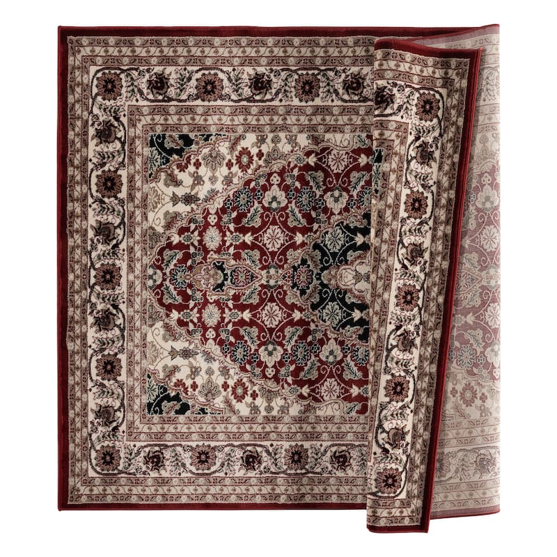 Hollywood Collection Red/Ivory Area Rug
