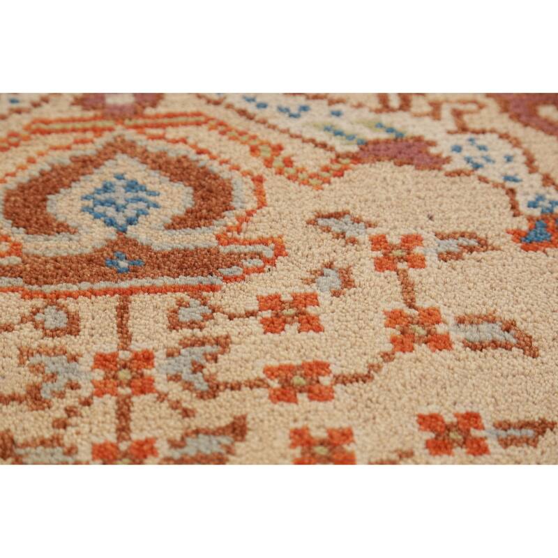 Hand Knotted Oriental 100% Wool Carpet Transitional Medallion Peach Oushak Area Rug - 5' 11'' X 2' 6''