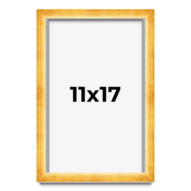 11x17 Shadow Box Frame Gold | 1.625 Inches Deep Real Wood Traditional