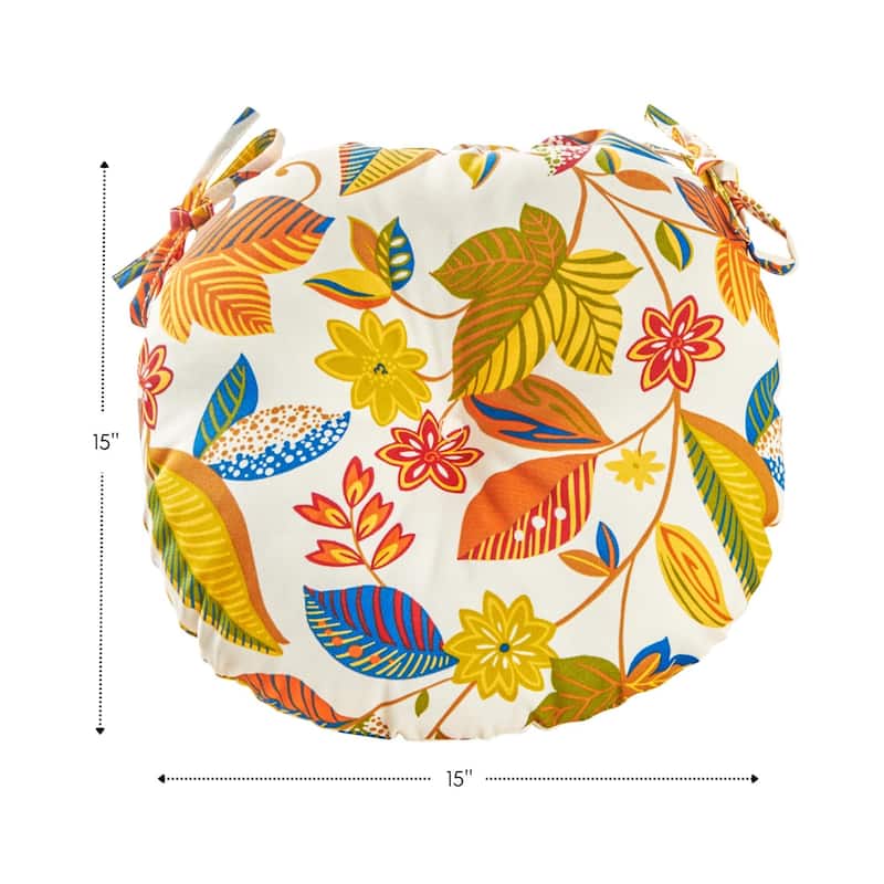 Esprit Floral 15-inch Round Outdoor Bistro Chair Cushion (Set of 4)