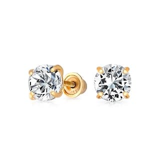 14k Kids Earrings Online At Our Best Children S Bling Jewelry Kids Cz Square Saftey Back Stud Earrings 14k Gold 3mm
