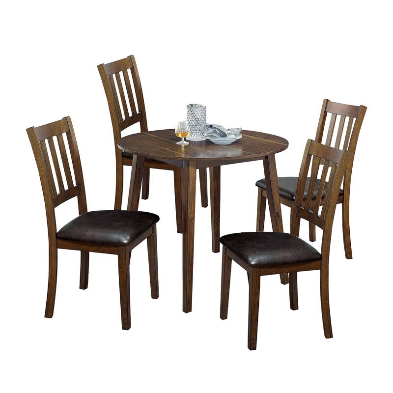Round Dining Table Set in Walnut And Dark Brown
