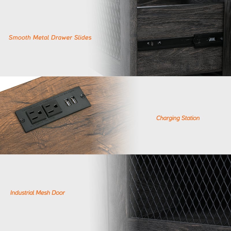 Sofa Side Bedside Table with Charging Station