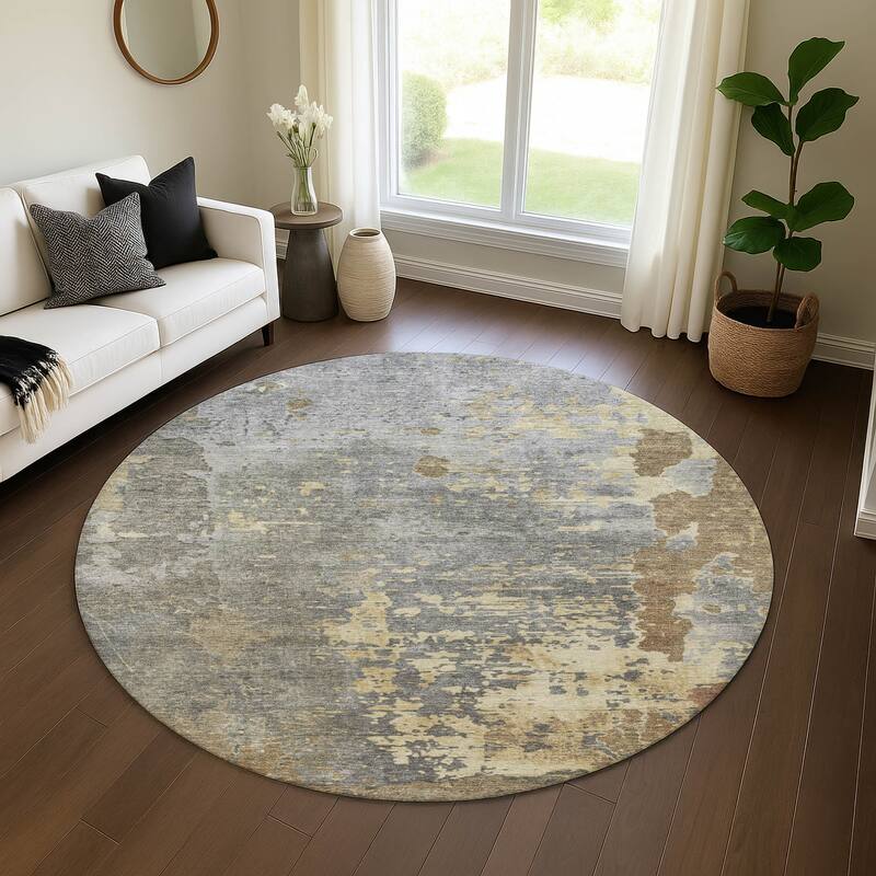 Premium Washable Super Soft Chic Abstract Mayfield Rug - Taupe - 8' x 8'