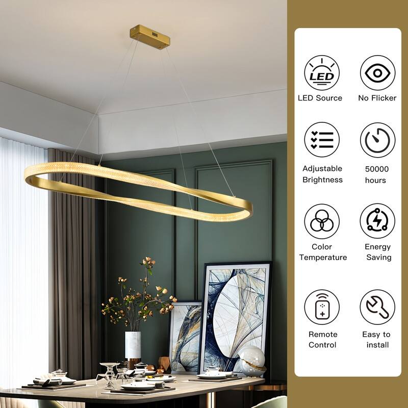 Modern Led Chandelier Dimmable Pendant Light Kitchen Island Lighting