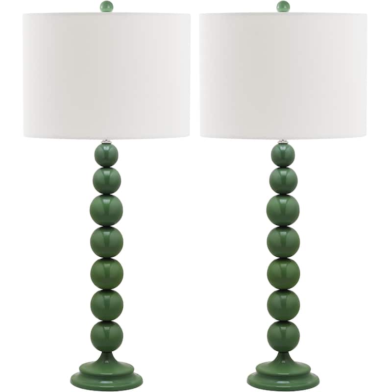 SAFAVIEH Lighting Mechelle 31-inch Stacked Ball White Table Lamp (Set of 2) - 14"x14"x31.5" - 14Wx14Dx32H