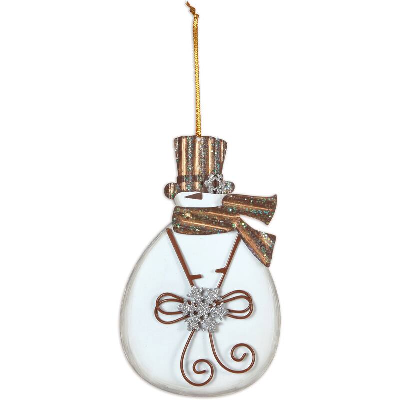 Glitter Gold Snowman Ornament - Set of 3
