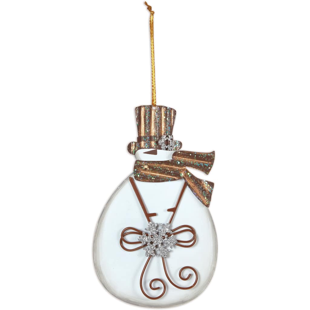 Glitter Gold Snowman Ornament - Set of 3