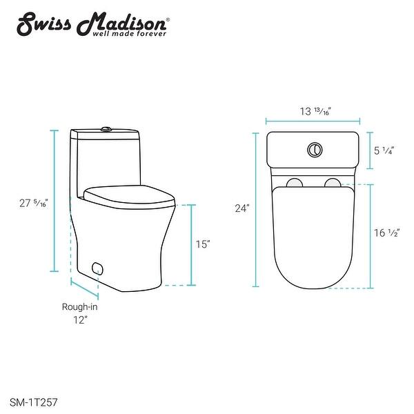 Swiss Madison Sublime II One-Piece Round Toilet Dual-Flush 1.1/1.6 GPF, Matte Black