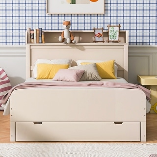 Full Size Wooden Storage Platform Bedframe with Headboard & Drawers