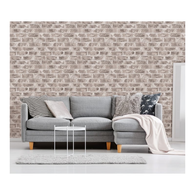 Brewster Jomax Grey Warehouse Brick Wallpaper - 20.5 x 396 x 0.025