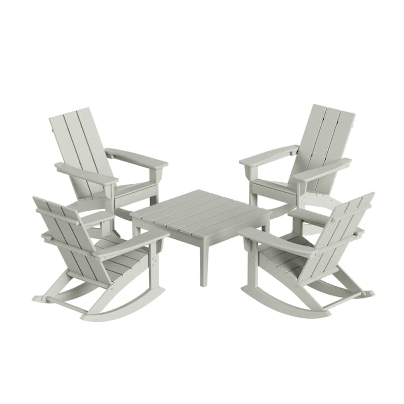 Shoreside 5-Piece Poly All Weather Rocking Chair Conversation Set