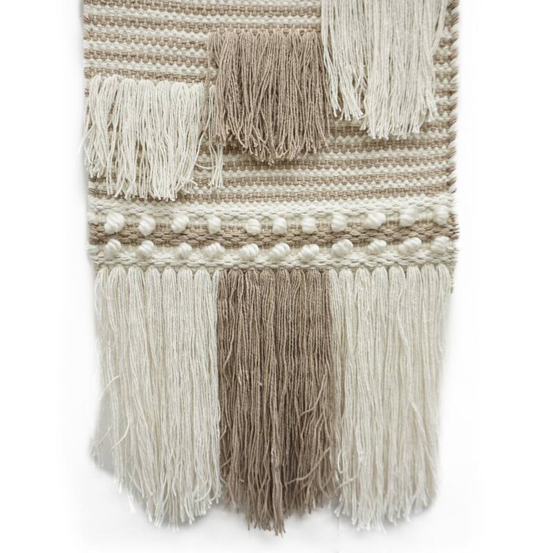 Home&Manor Wool and Cotton Macrame Wall Hanging with Rod Included - Exact Size