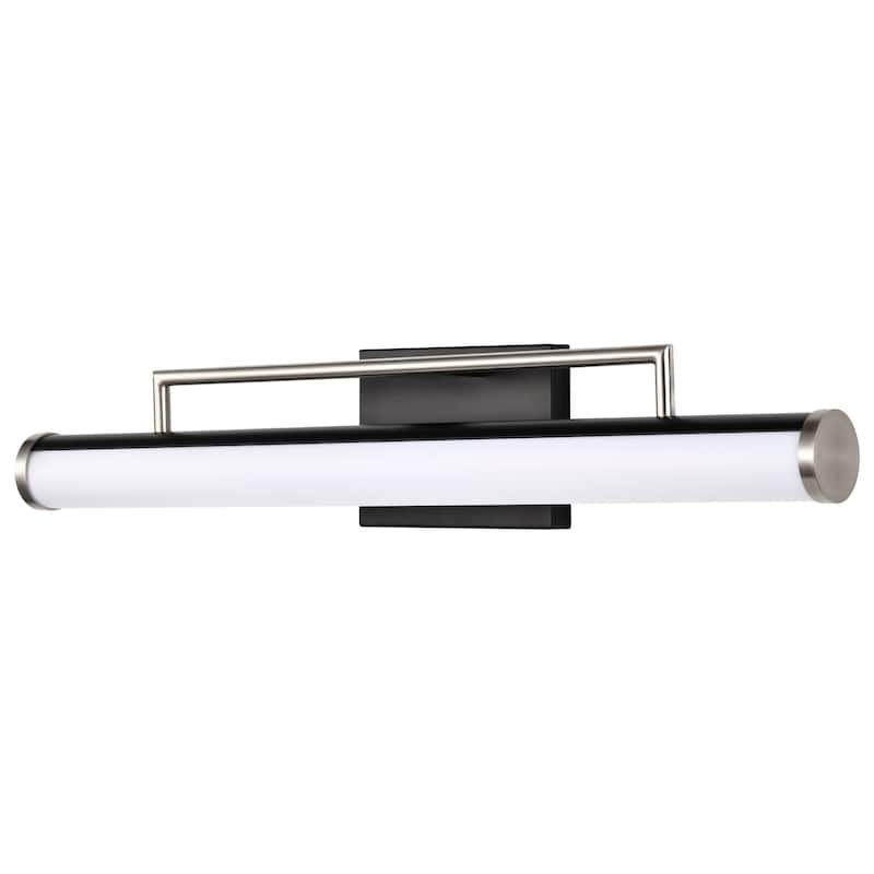 Solano LED Medium Vanity Black and Brushed Nickel Finish White Acrylic Lens
