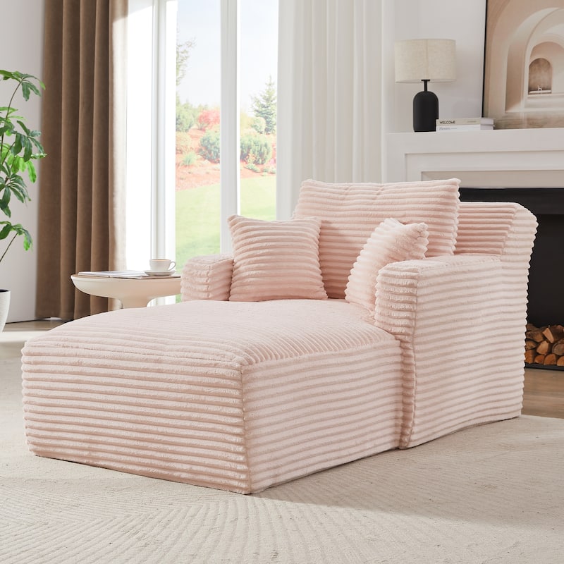 Indoor Single Chaise Sofa, Modern Corduroy Upholstery, No Assembly Required, Comfy Sleeper for Living Room, Office