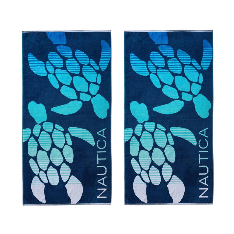 Nautica Printed Jacquard 2 Piece Beach Towel Set - 2 Piece