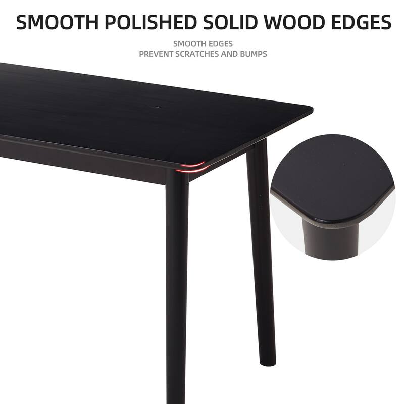 47-inch dining table Black solid wood kitchen table Dining table suitable for small space kitchen table modern home furn