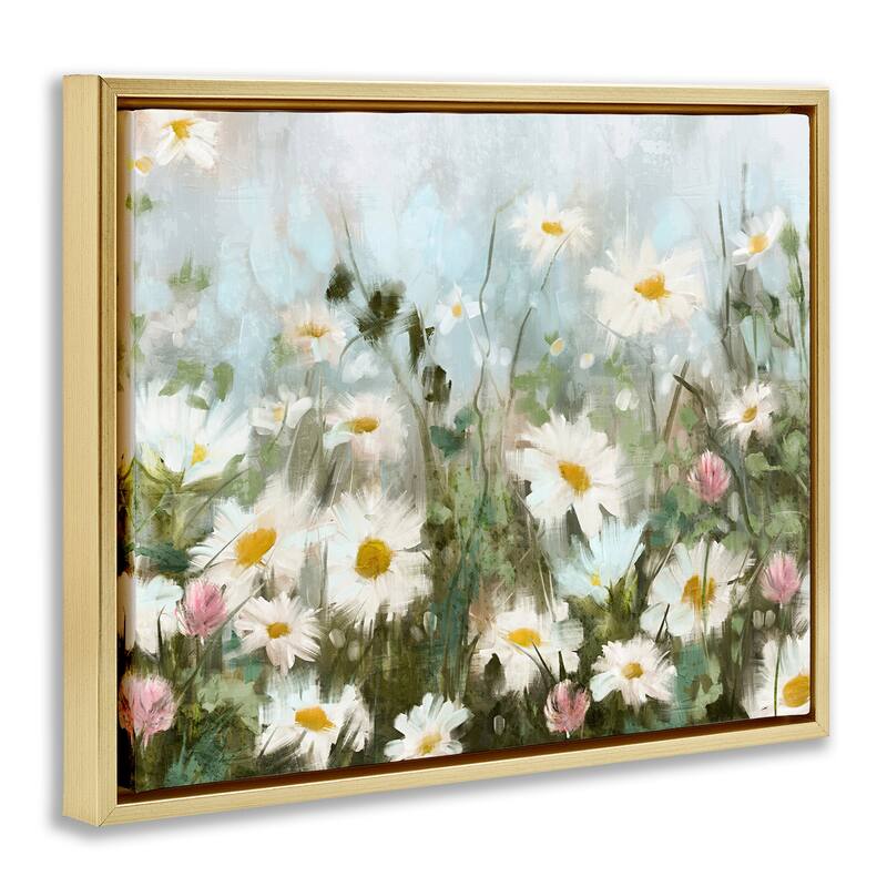 Stupell Daisy Field Painting Framed Floater Canvas Wall Art Design by Nina Blue