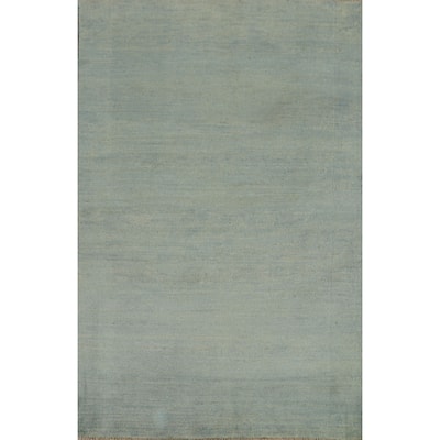 Light Blue Gabbeh Oriental Foyer Rug Bedroom Hand-Knotted Wool Carpet - 3'4"x 5'0"