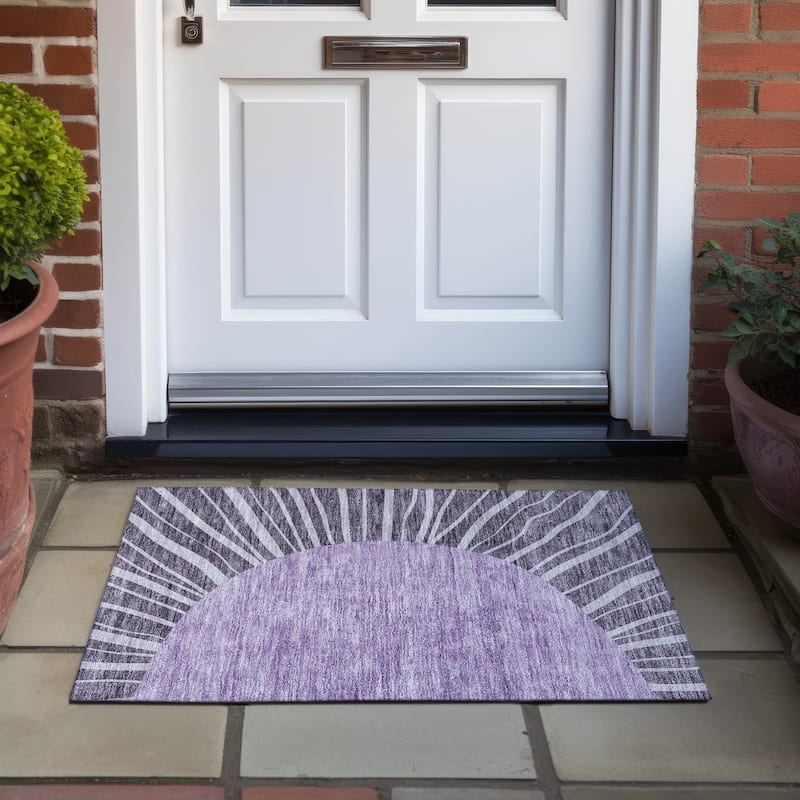 Machine Washable Indoor/ Outdoor ChantilleSunburst Modern Rug - Purple - 1'8" x 2'6"
