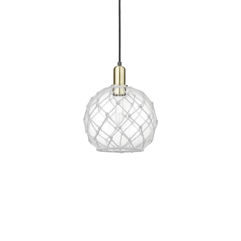 Innovations Lighting 716-1P-13-10 Farmhouse Rope Pendant Farmhouse - Black Antique Brass / Clear Glass with White Rope