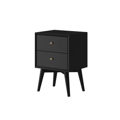 Nightstand with 2 Drawers and Angled Legs, Black
