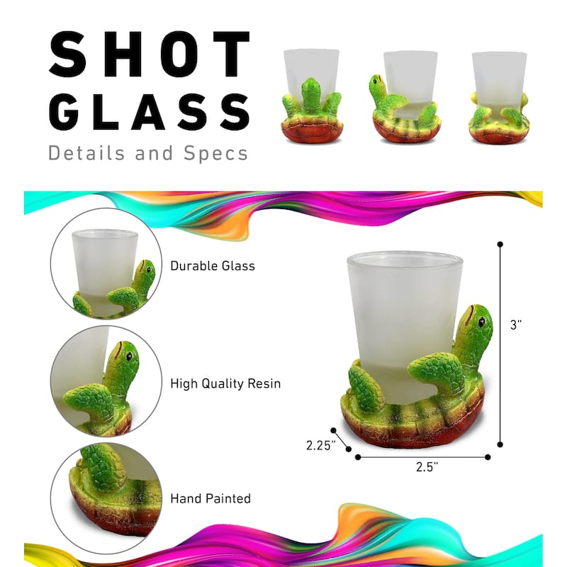 CoTa Global Cool Sea Turtle Shot Glass – Novelty Glassware - 2.5Lx2.25Wx3H inches