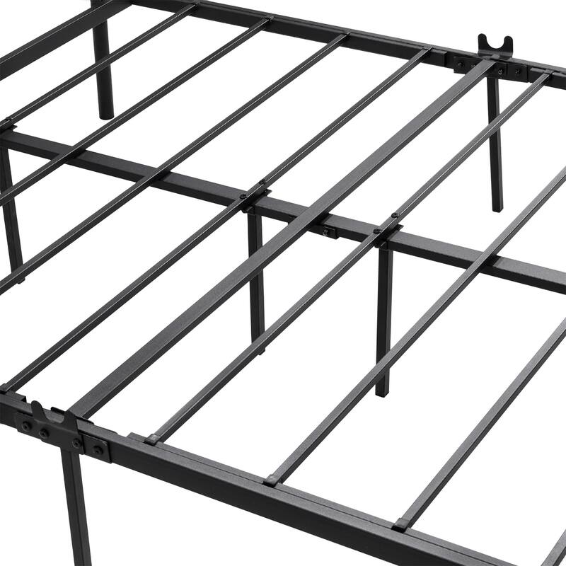 Full Metal Platform Bed Frame with Headboard with Strong Slat Support